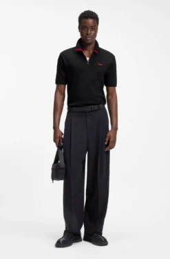 Cotton piqué polo shirt with zip neckline