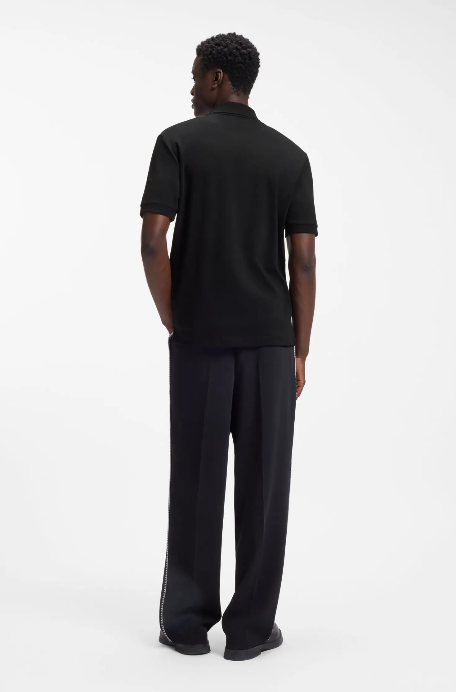 Cotton piqué polo shirt with zip neckline