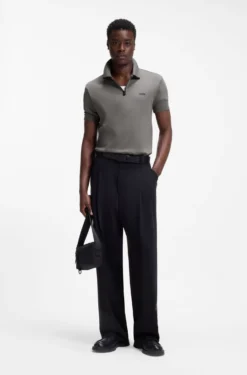 Cotton piqué polo shirt with zip neckline