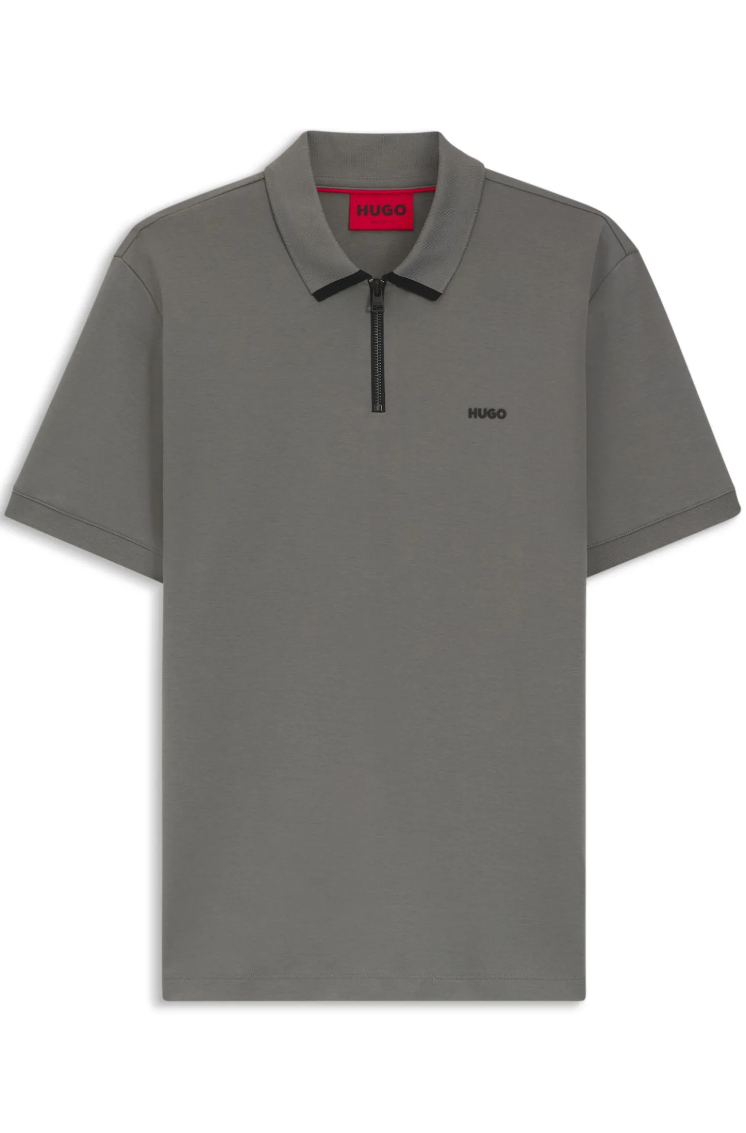 Cotton piqué polo shirt with zip neckline