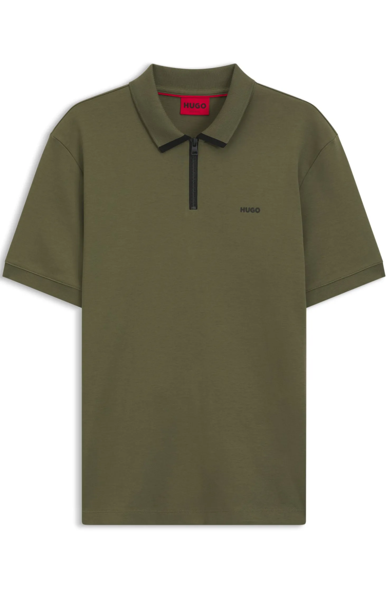 Cotton piqué polo shirt with zip neckline