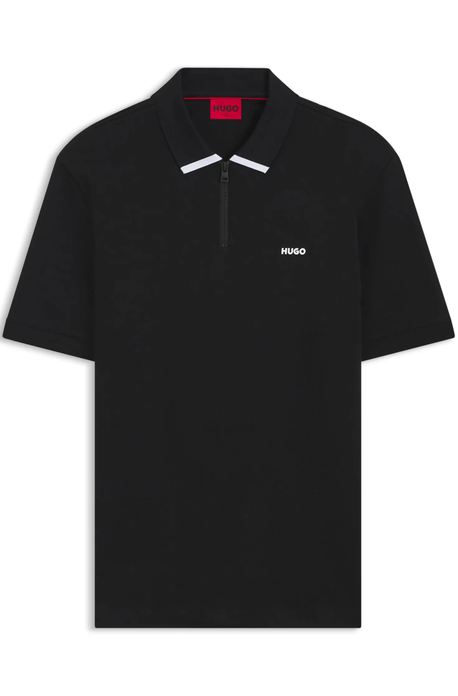 Cotton piqué polo shirt with zip neckline