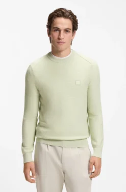 Cotton-piqué sweater with logo patch