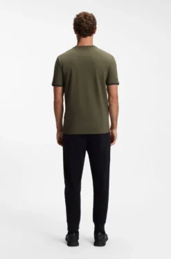 Cotton-piqué T-shirt with striped jacquard trims