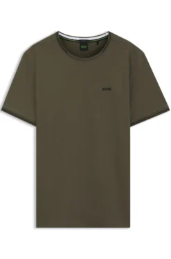 Cotton-piqué T-shirt with striped jacquard trims