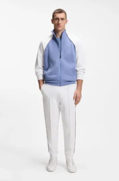 Cotton-piqué T-shirt with striped jacquard trims