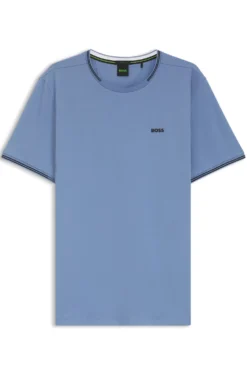 Cotton-piqué T-shirt with striped jacquard trims