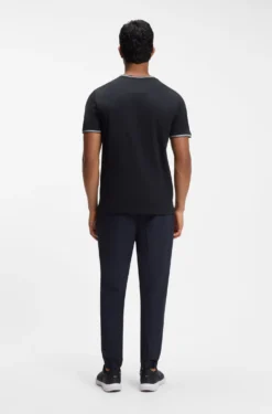 Cotton-piqué T-shirt with striped jacquard trims