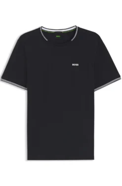 Cotton-piqué T-shirt with striped jacquard trims