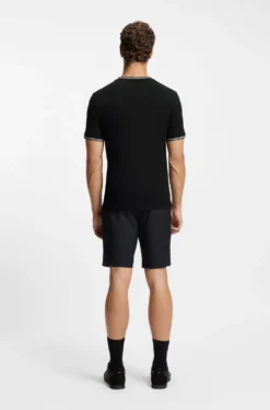 Cotton-piqué T-shirt with striped jacquard trims