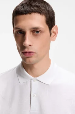 Cotton polo shirt with jacquard pattern