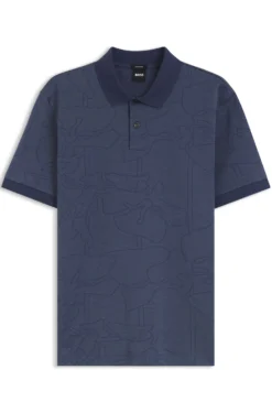 Cotton polo shirt with jacquard pattern