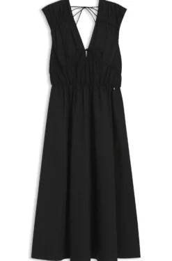 Cotton-poplin dress with gathered details
