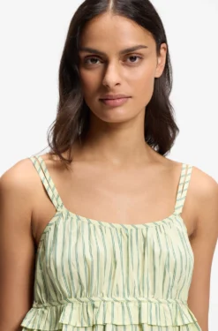 Cotton-poplin top with vertical stripe