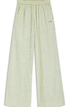 Cotton-poplin trousers with vertical stripe