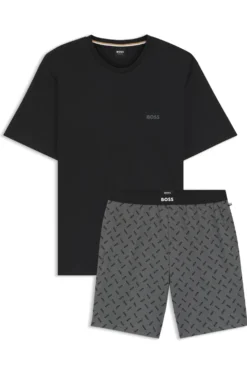 Cotton pyjama set with logo details
