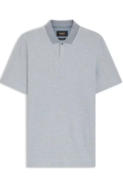 Cotton-silk polo shirt with three-tone structure