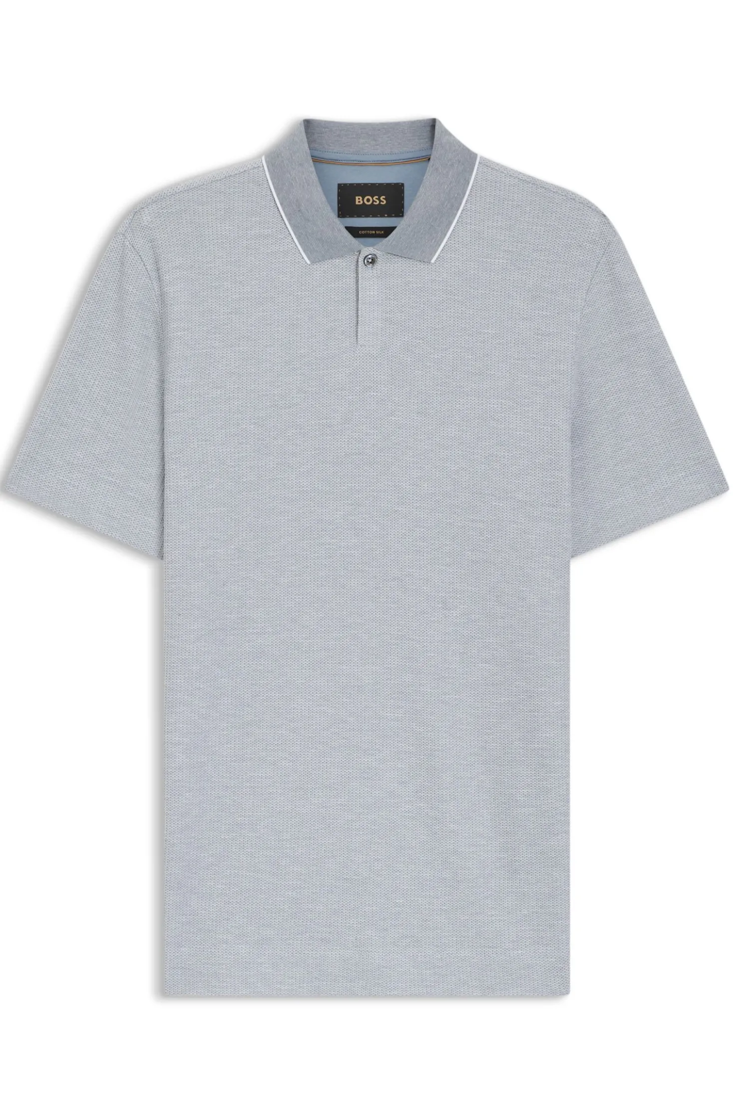Cotton-silk polo shirt with three-tone structure