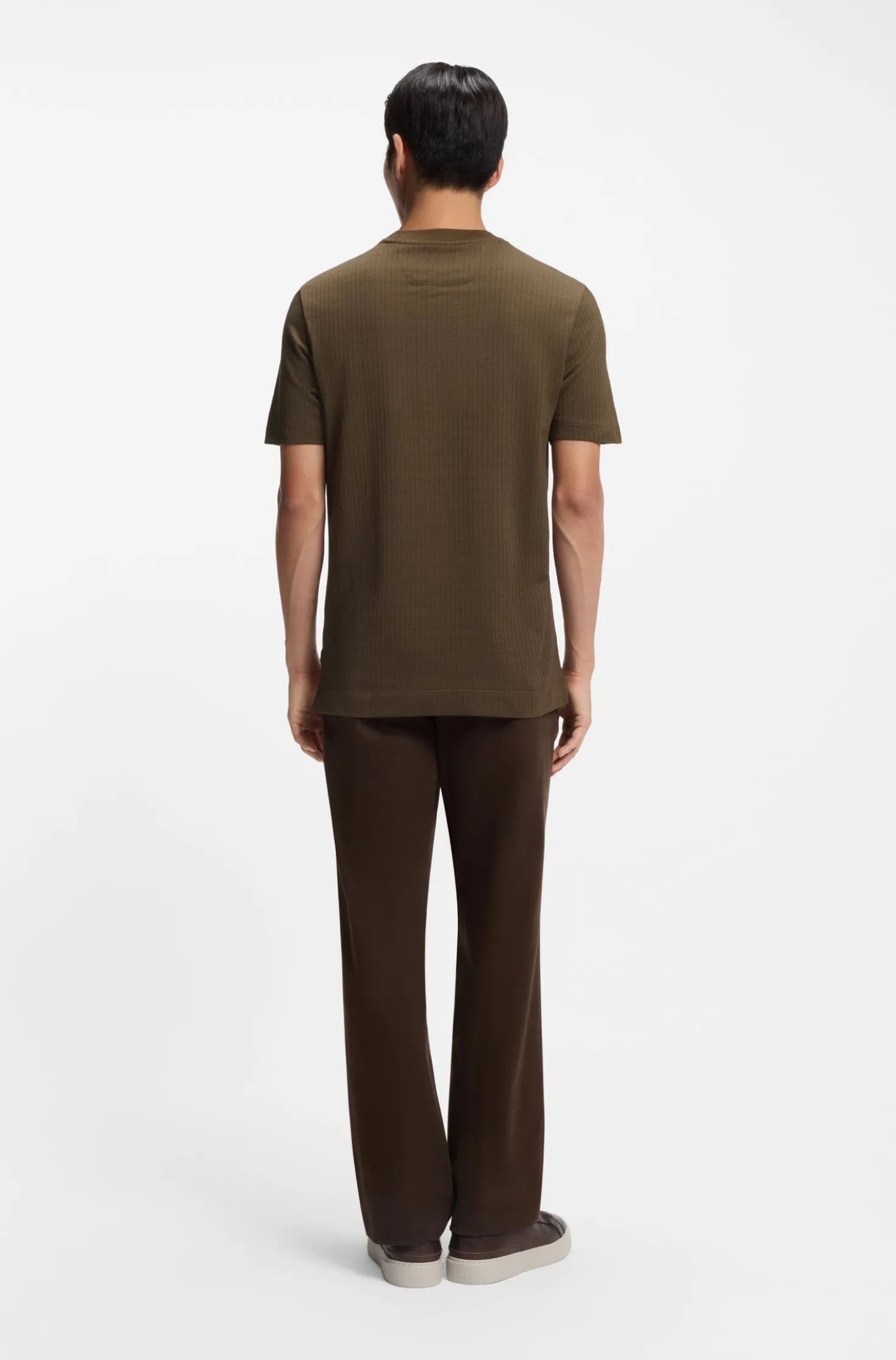 Cotton-silk T-shirt with geometric jacquard