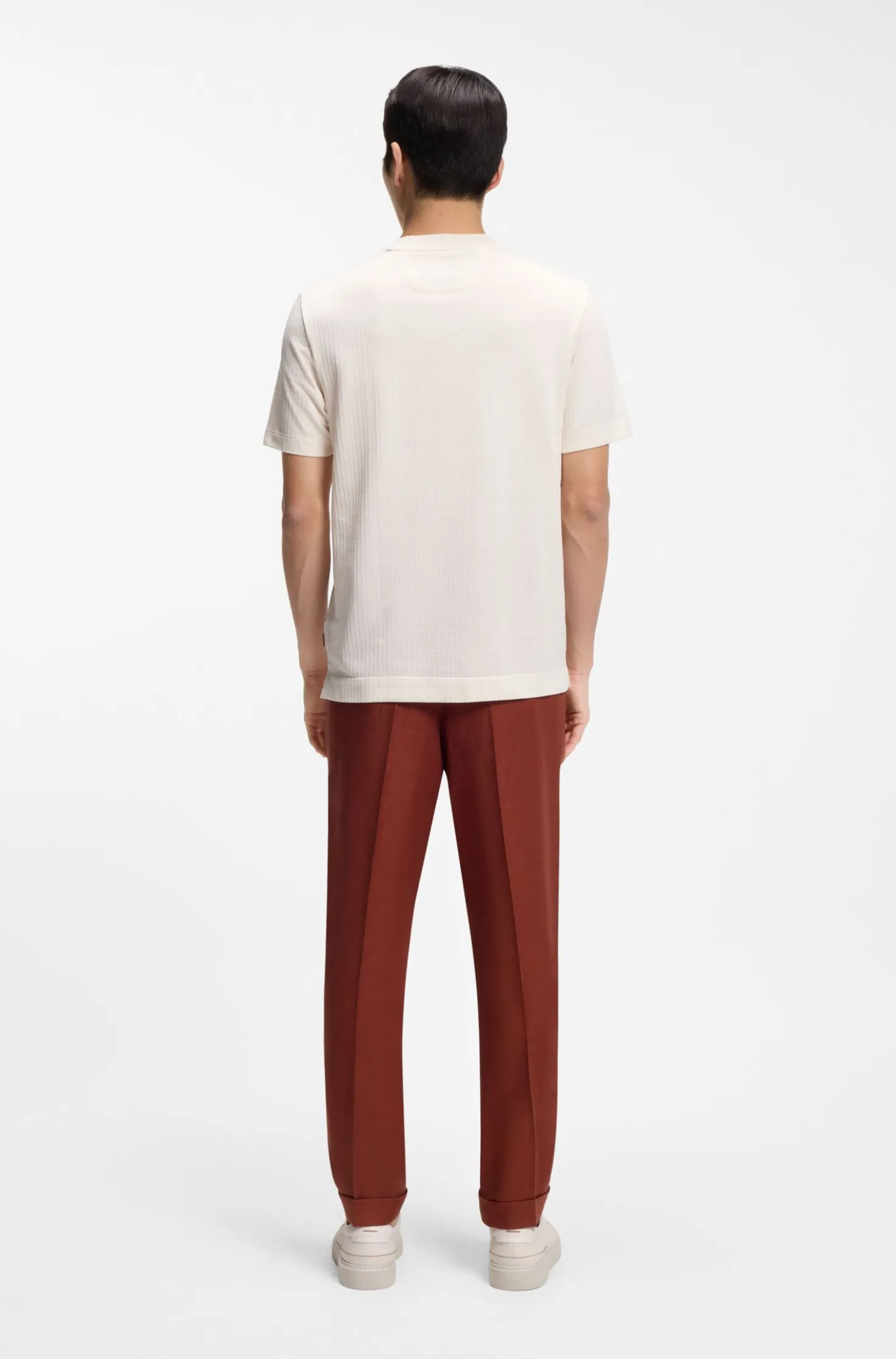 Cotton-silk T-shirt with geometric jacquard