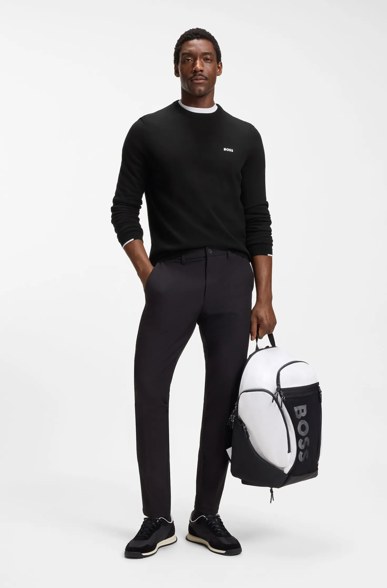 Cotton sweater with contrast logo