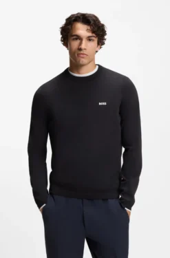 Cotton sweater with contrast logo