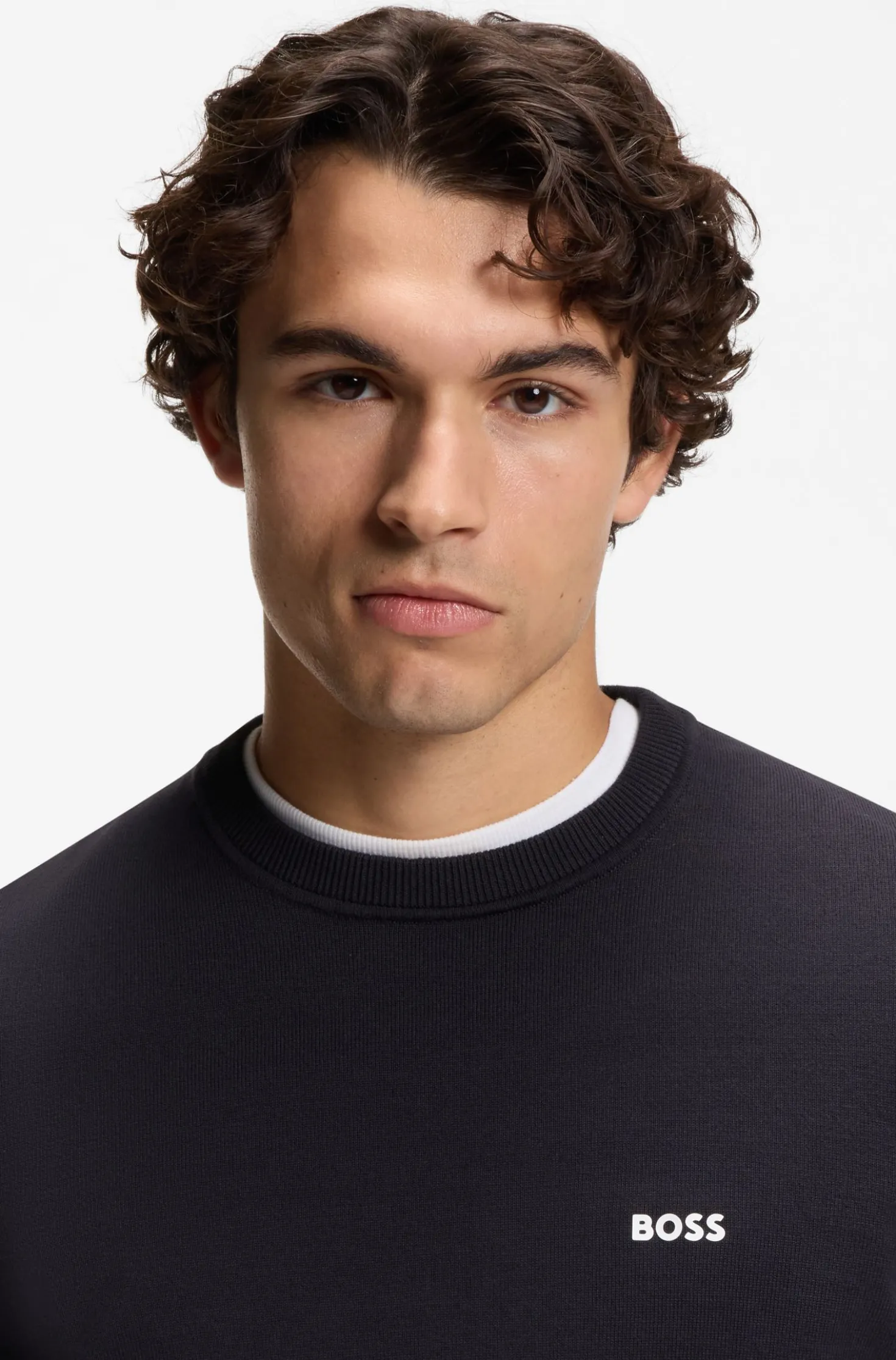 Cotton sweater with contrast logo