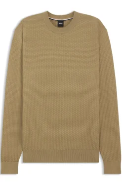 Cotton sweater with knitted structure