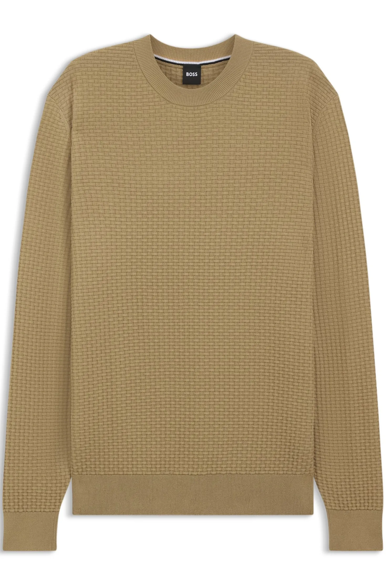 Cotton sweater with knitted structure