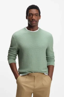 Cotton sweater with knitted structure
