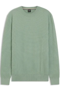 Cotton sweater with knitted structure