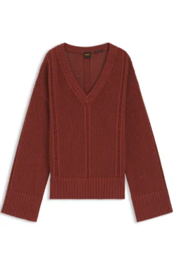 Cotton sweater with mesh structure