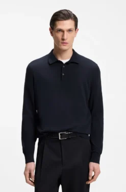 Cotton sweater with polo collar