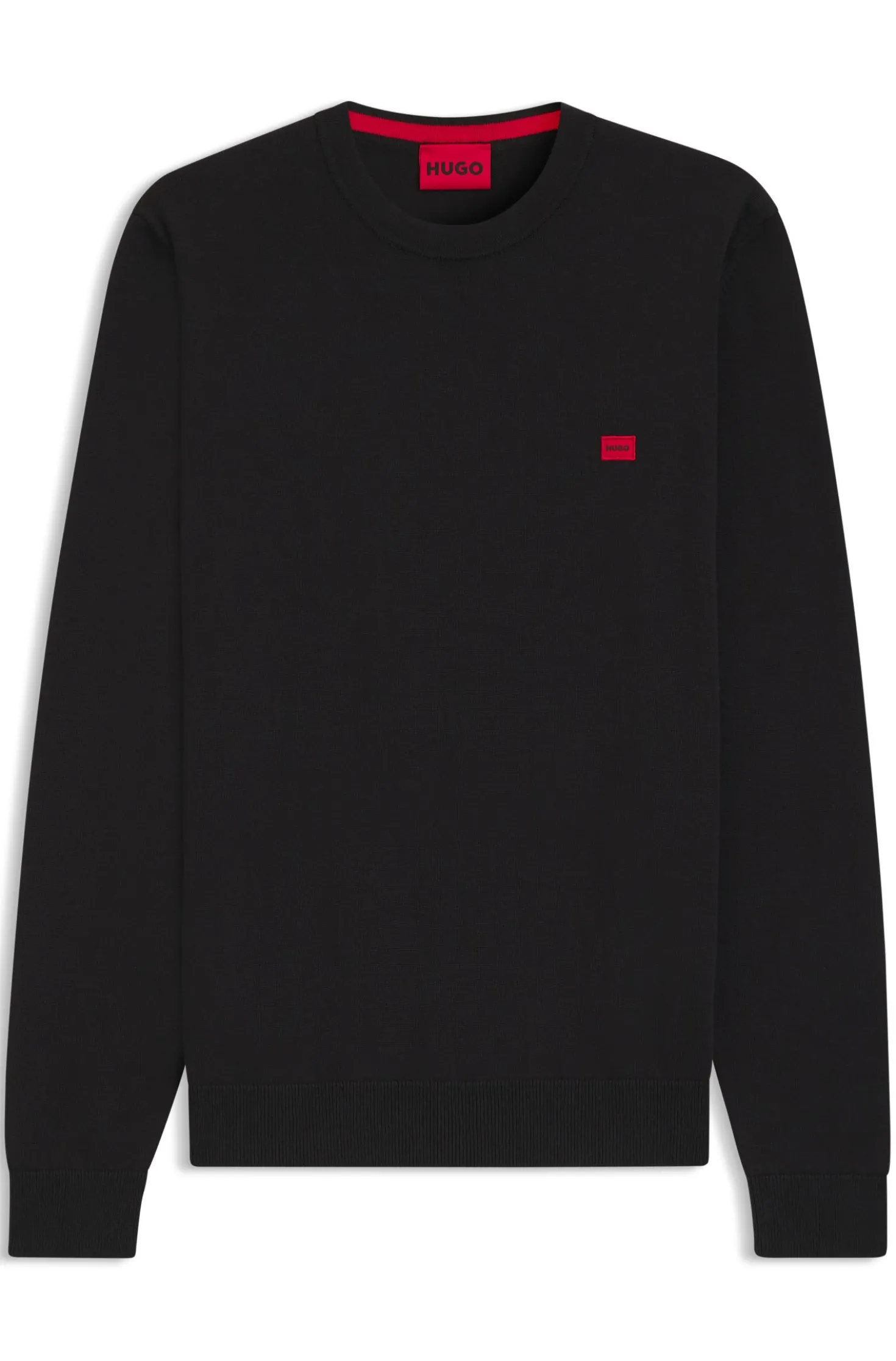 Cotton sweater with red logo label