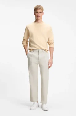 Cotton sweater with ribbed side seams