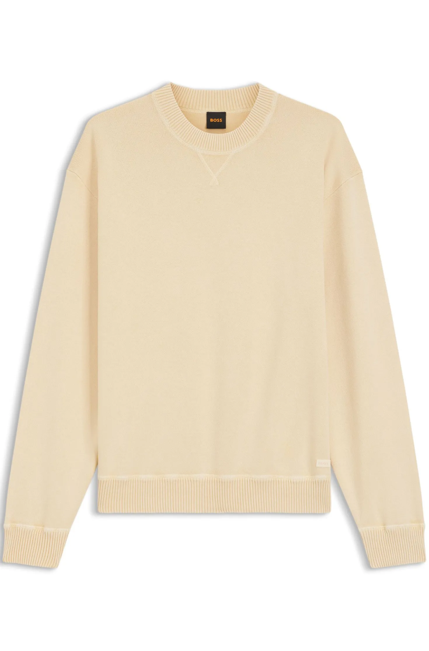 Cotton sweater with ribbed side seams