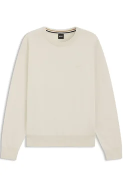 Cotton sweater with tonal logo embroidery