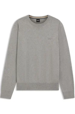 Cotton sweater with tonal logo embroidery