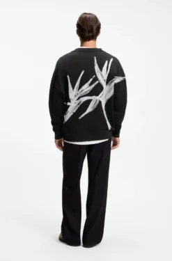 Cotton sweatshirt with logo embroidery and graphic print