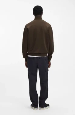 Cotton sweatshirt with zip neck and logo
