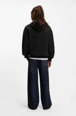 Cotton-terry hoodie with blue logo