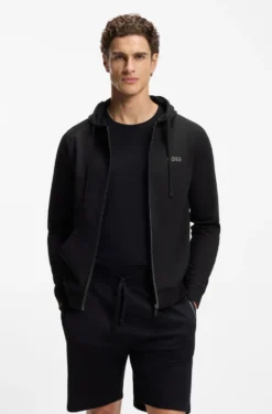 Cotton-terry hoodie with contrast zip