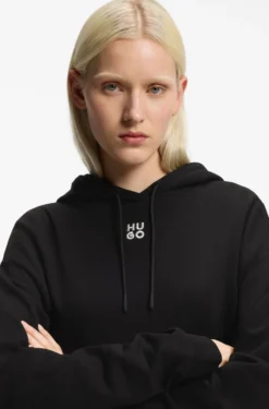 Cotton-terry hoodie with embroidered stacked logo