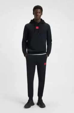 Cotton-terry hoodie with logo label
