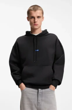 Cotton-terry hoodie with logo badge