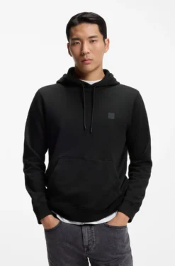 Cotton-terry hoodie with logo patch