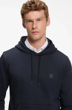 Cotton-terry hoodie with logo patch