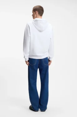 Cotton-terry hoodie with rectangle logo print