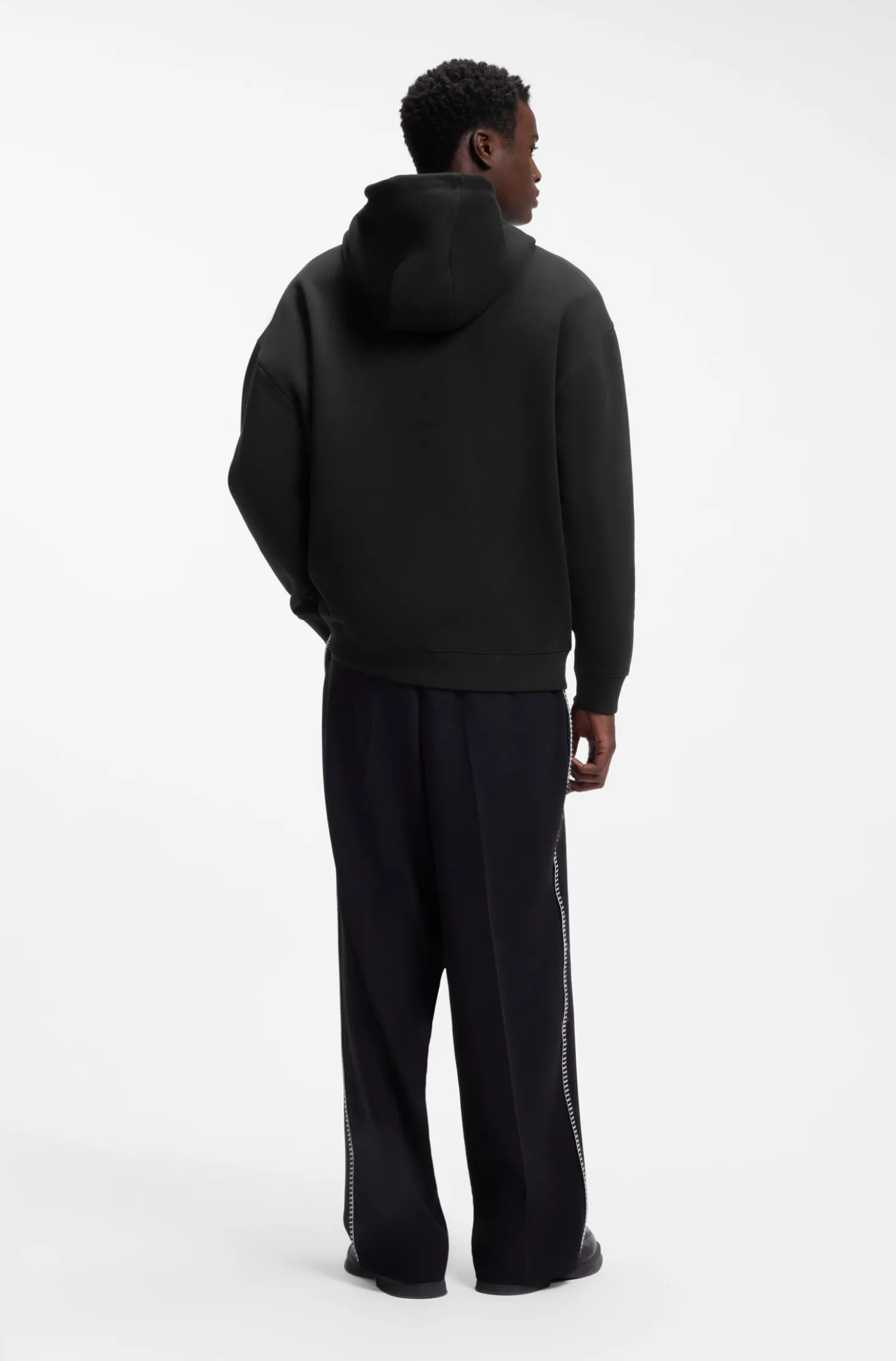 Cotton-terry hoodie with rose artwork