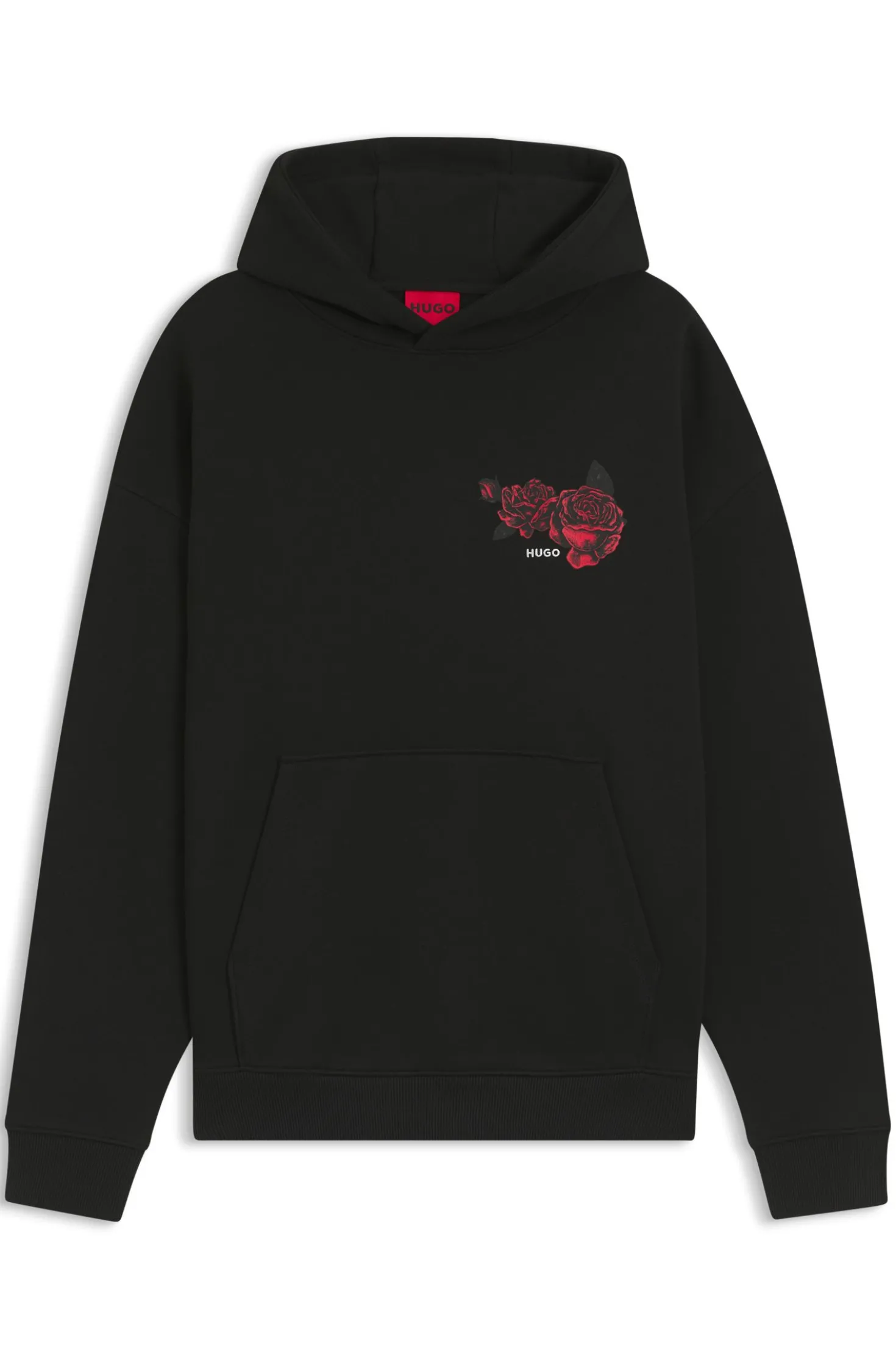 Cotton-terry hoodie with rose artwork
